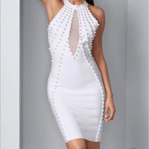 NWOT VENUS White pearl detail bandage dress